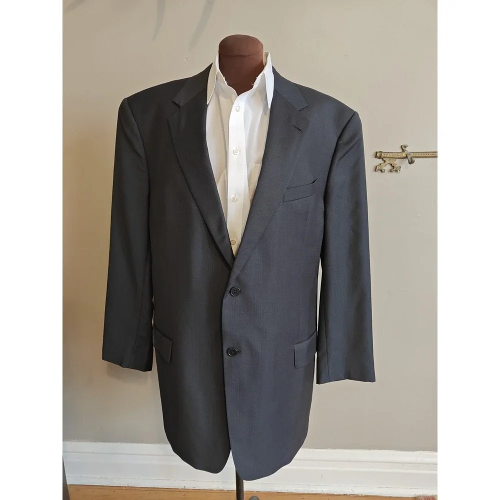 Joseph Abboud Mens Blue Plaid Wool Sports Coat 46L Blazer Made in USA K802